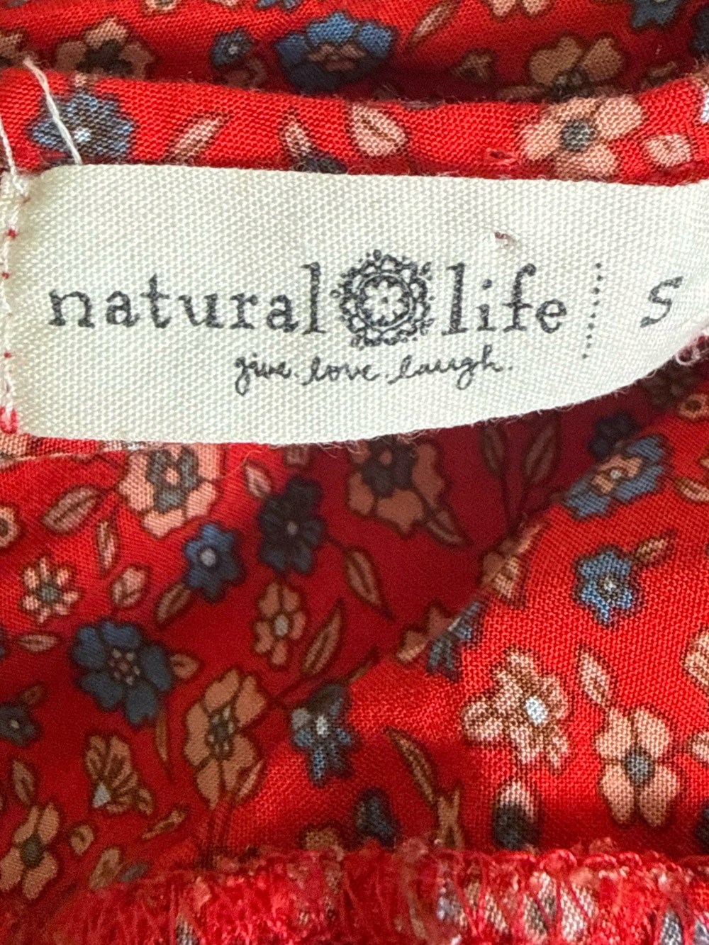 Natural Life Jamie Jumpsuit Red Ditsy Floral Wide Leg Smocked Boho Festival S - Picture 7 of 9